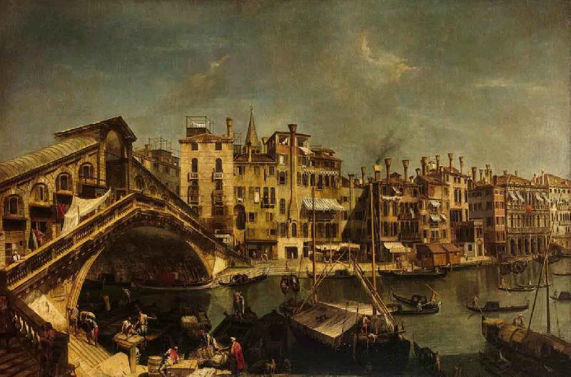 Workshop of Michele Marieschi The Rialto Bridge from the Riva del Vin oil painting picture